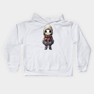 Spooky skull figure in mask perfect for halloween ! Kids Hoodie